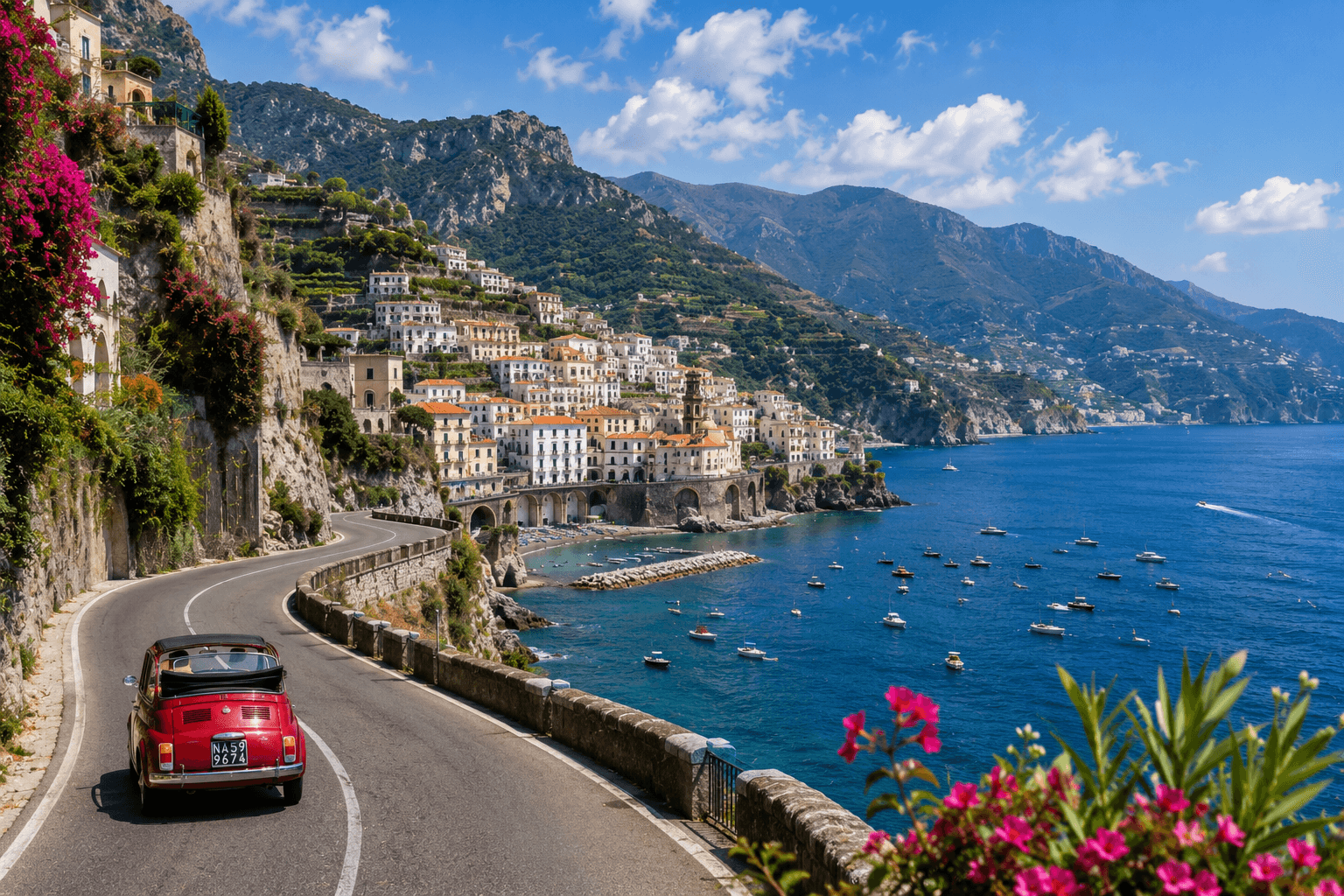 Amalfi Coast and Southern Italy road trip with dramatic coastal towns